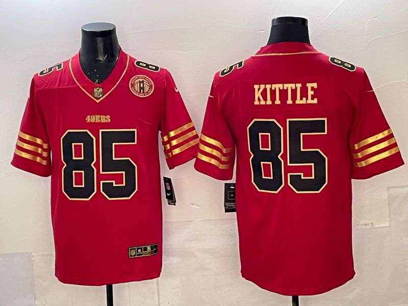 Men 2025 Nike San Francisco 49ers #85 Kittle Red gold Limited NFL Jersey 049